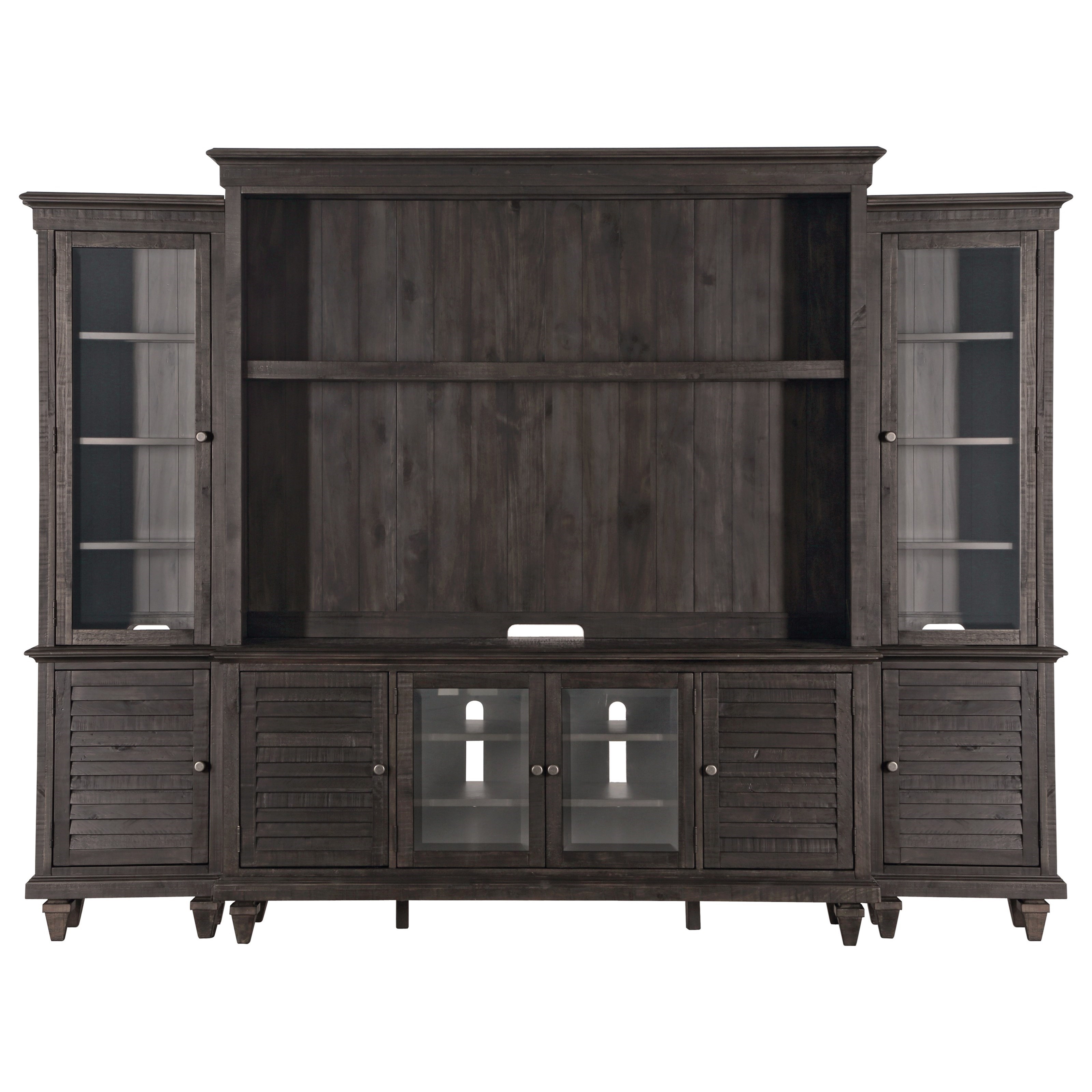 Magnussen Home Calistoga Entertainment Wall Unit with Glass Doors and Touch Lighting Howell